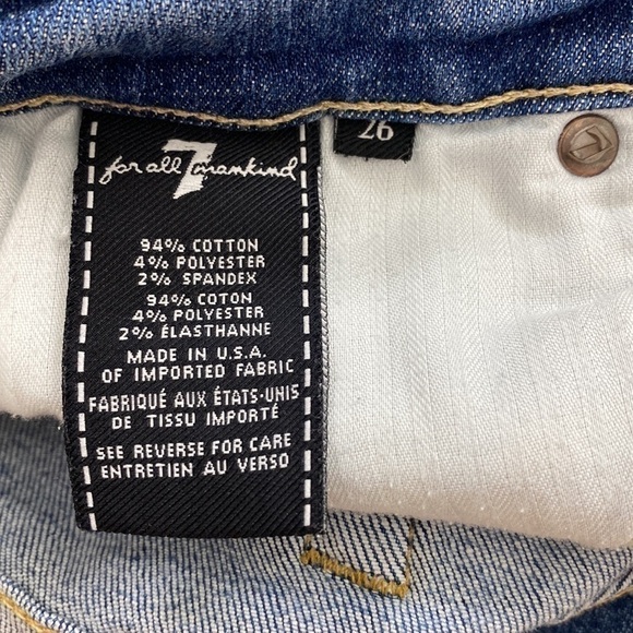7FAM 7 FOR ALL MANKIND Josefina Skinny Boyfriend Jeans Distressed Size 26 Cuffed - Picture 9 of 9